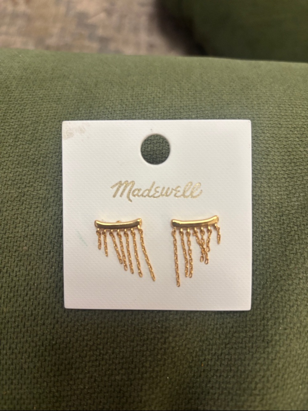 NWT sold out online Madewell Asymmetric Chain Huggie Earrings
